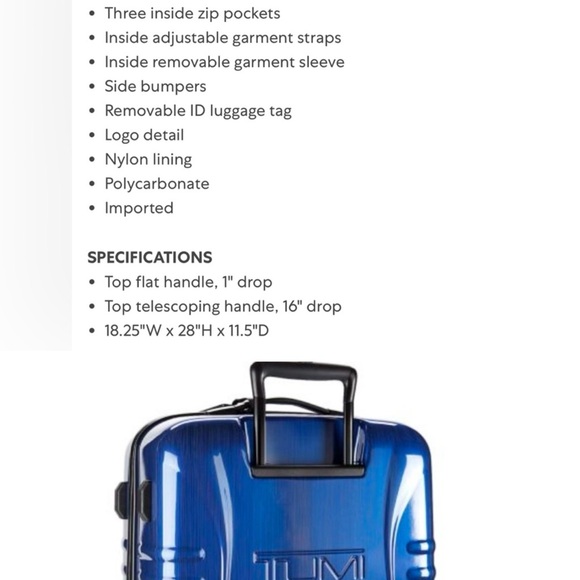 Tumi Blue Hard Shell Suitcase - Picture 5 of 8